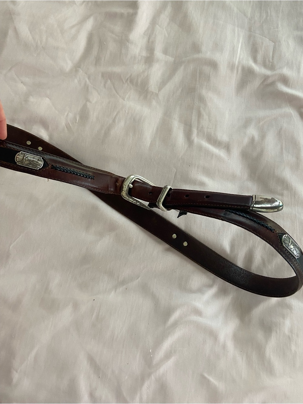Brown Leather Golfer Belt with Silver Buckle